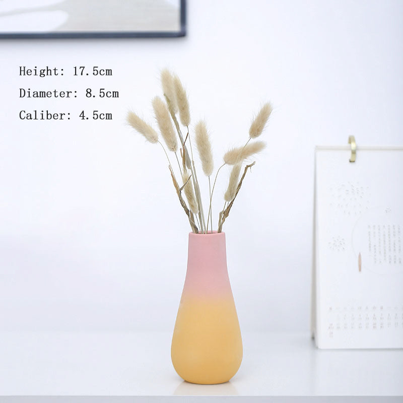 Gradient Pink Yellow Ceramic Vase Home Table Decor, Model 3