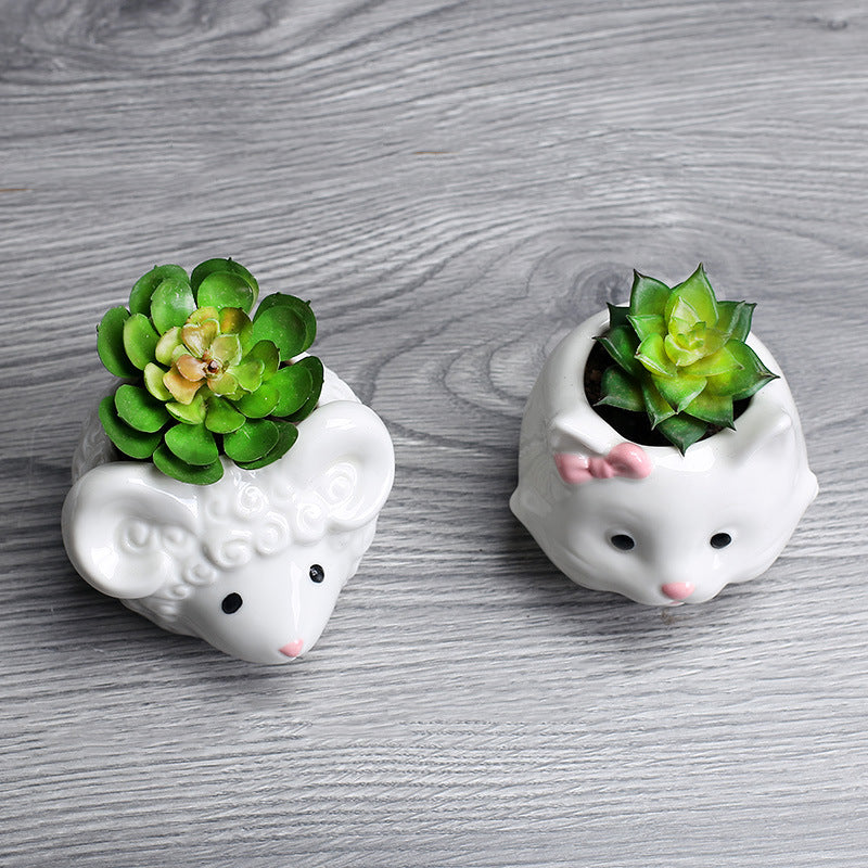 Sheep Head Plant Pot Cute Mini Indoor Planter Creative Decor