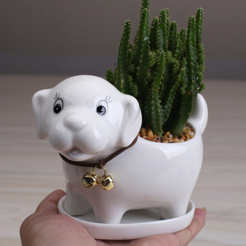 Lovely Blue Puppy Plant Pot Cretive Indoor Planter Home Office Decor