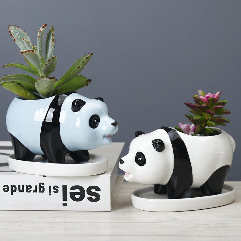 Lovely White Panda Plant Pot Creative Succulent Planter Home Decor Gifts