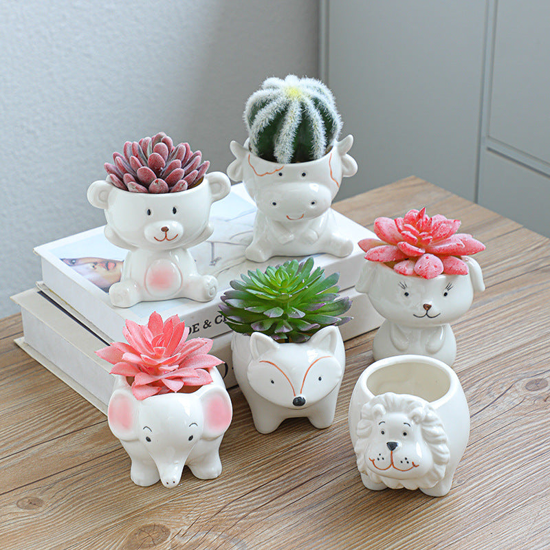 White Lion Plant Pot Lovely Sucuulent Planter Herb Cactus Air Plants