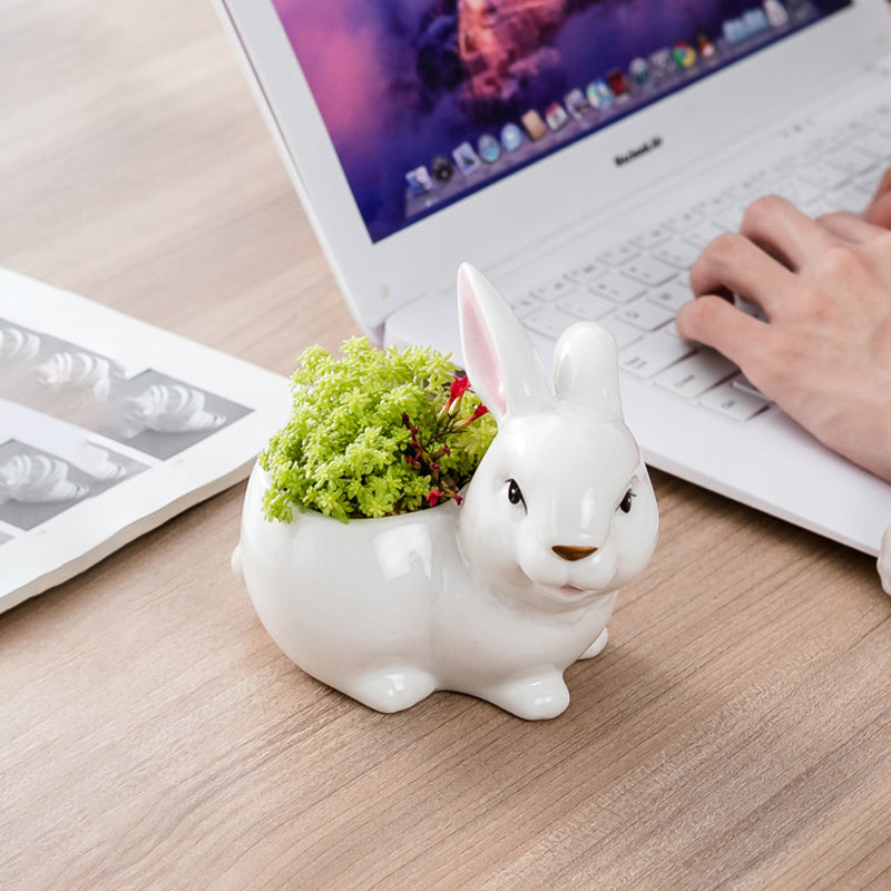 Cute Mini Rabbit Plant Pot Creative Animal Planter Home Decor