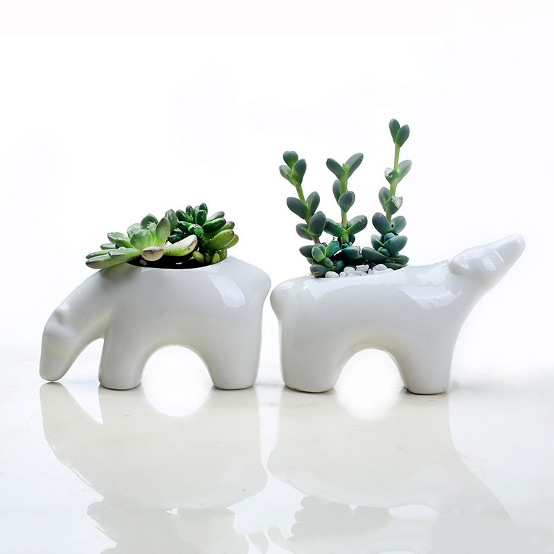 Polar Bear With Head Up Plant Pot Indoor Succulent Planter Home Decor