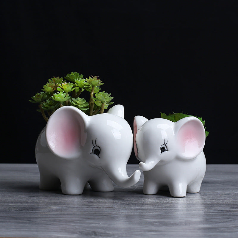 White Elephant Plant Pot Creative Decorative Indoor Planter