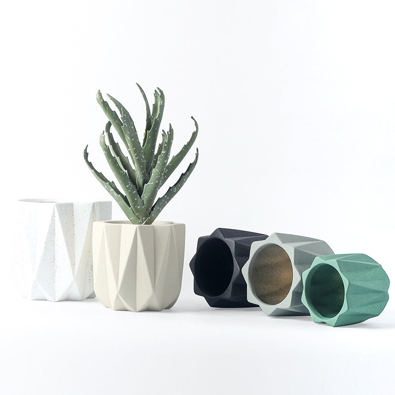 Green Cement Flowerpots Indoor Plant Pots Planters