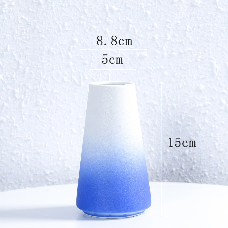 Gradient Blue Flower Vase Modern Home Decor Office Wedding Living Room