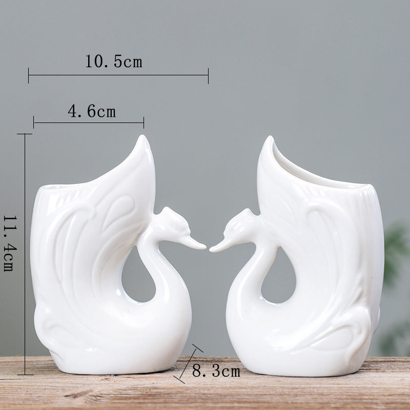 Pair Of Swan Hydroponic Plant Pots Creative Indoor Planters Home Decor