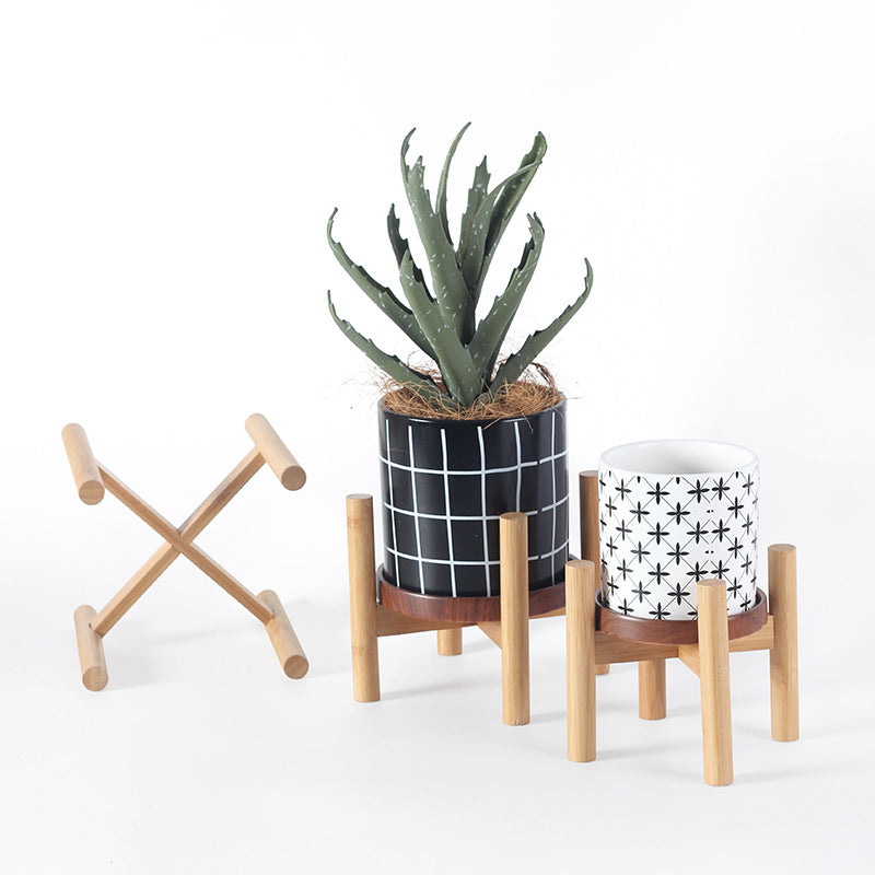 Wooden Plant Stand Round Legs