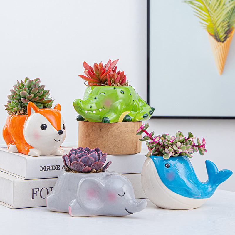 Lovely Fox Plant Pot Indoor Animal Planter Mini Decorative Flowerpot