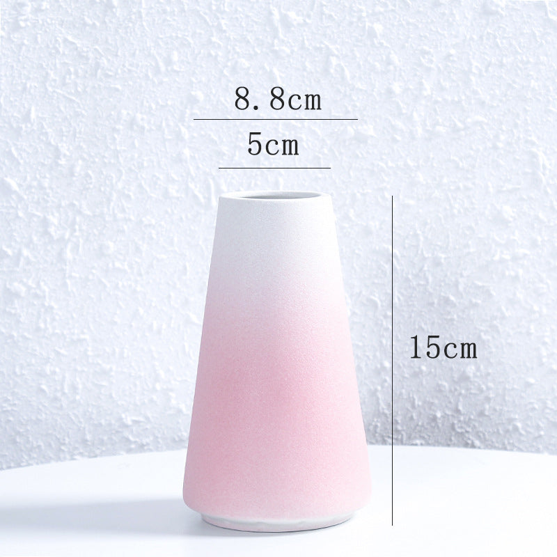 Gradient Pink Flower Vase Modern Home Decor Office Wedding Living Room