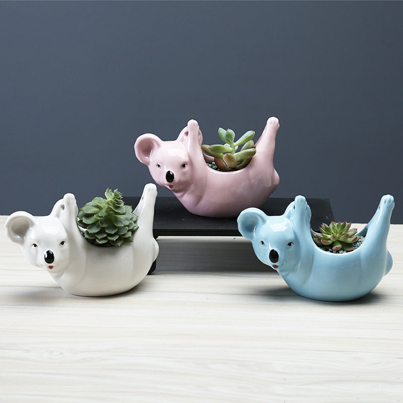 Blue Koala Hanging Plant Pots Succulent  Animal Planters Home Decor