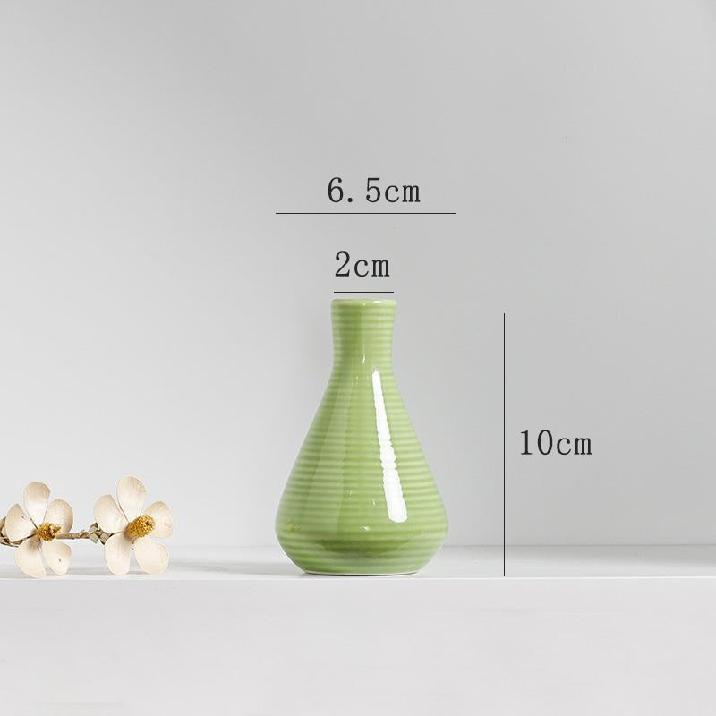 Green Triangle Round Ceramic Vase Living Room, Office, Bedroom Decor