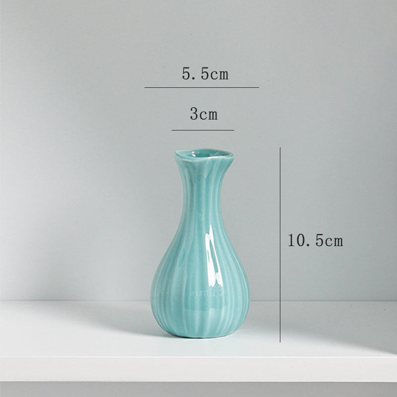 Blue Mini Ceramic Vase Home Decor Flower Arrangement