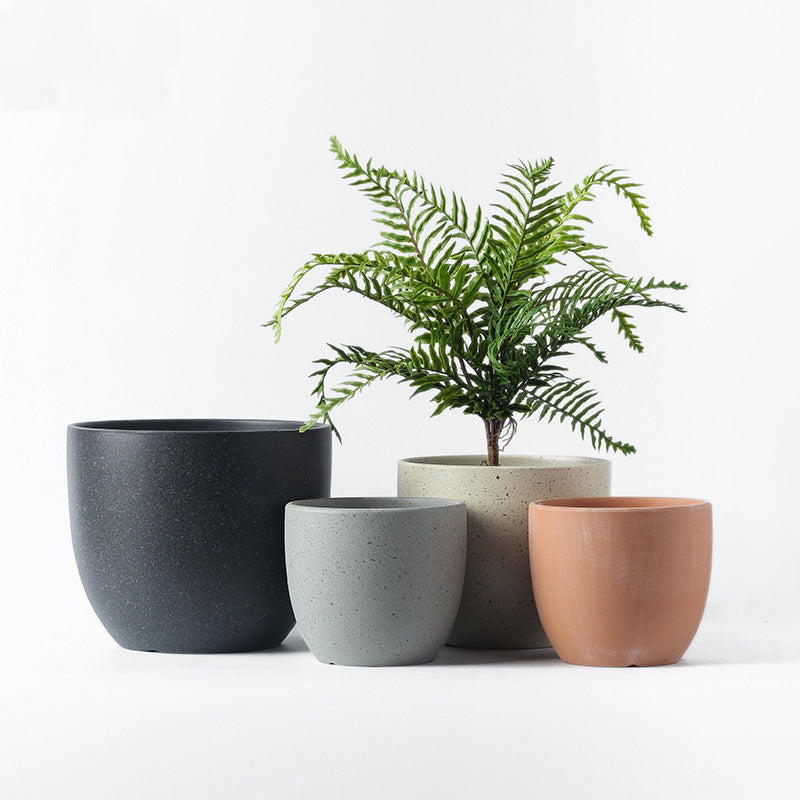 Grey Speckle Round Plant Pots Indoor Flowerpots Planters