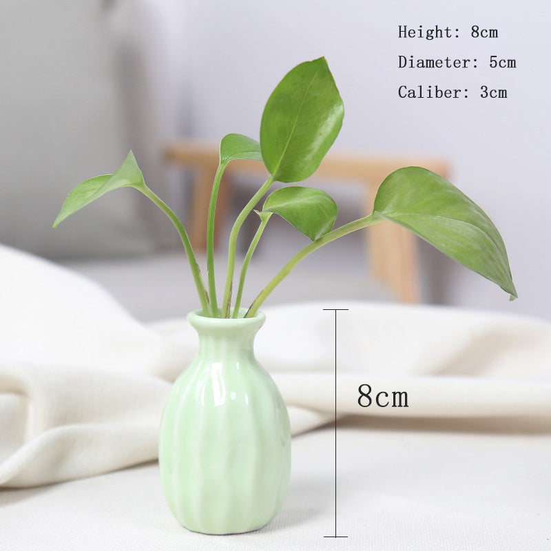 Green Vertical Striped Flower Vase Home Living Room Decor