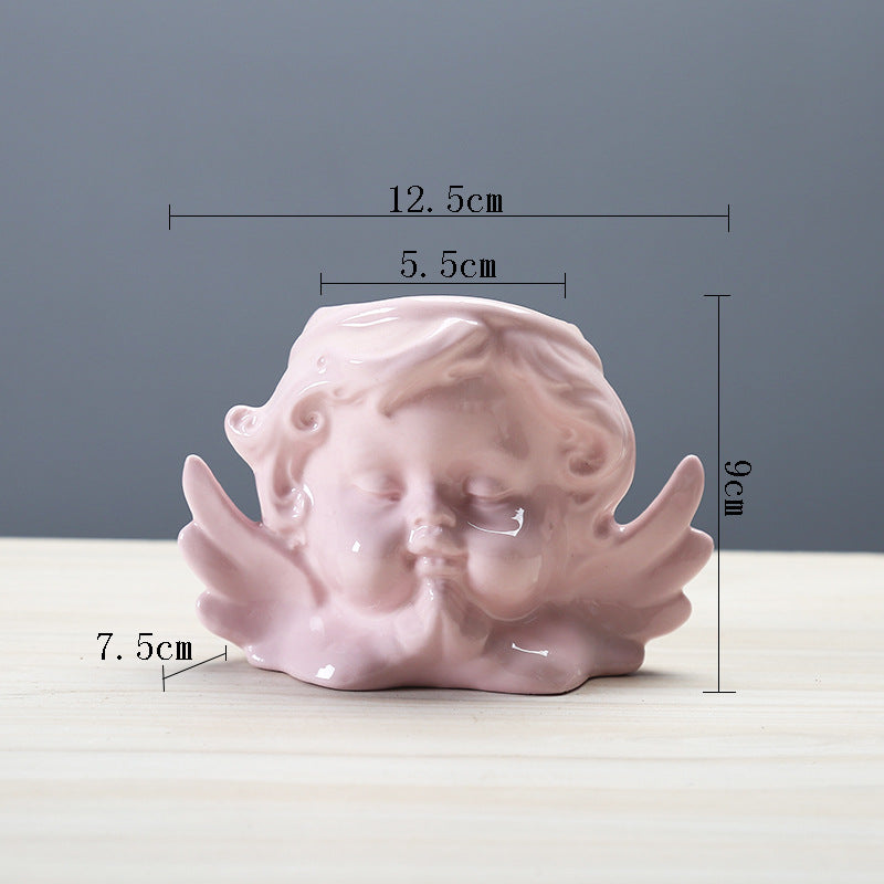 Praying Pink Angel Statue Plant Pots Indoor Planters Home Decor