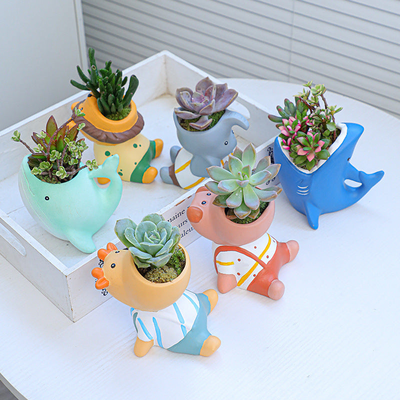 Lovely Cartoon Cattle Ceramic Plant Pot Indoor Succulent Planter Creative Decor