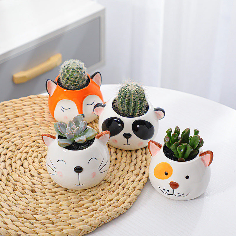 Lovely Puppy Glazed Plant Pot Creative Indoor Planter Cactus Aloe Home Decor Gifts