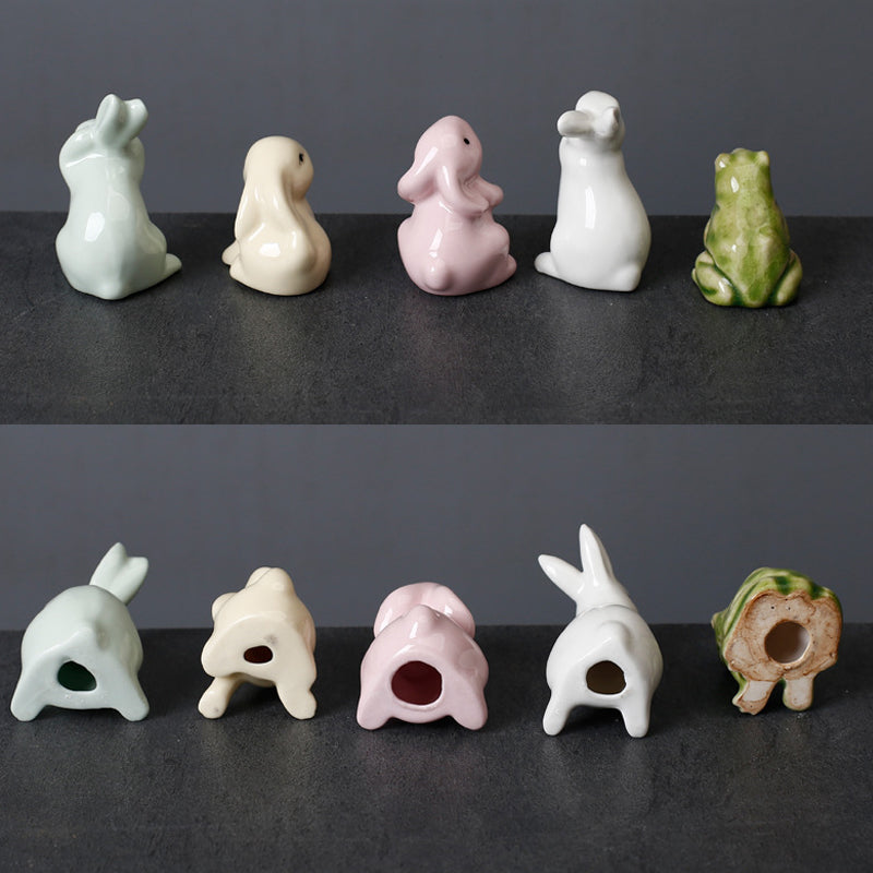 Pink Ceramic Rabbit Ornament Lovely Animal Creative Ornament Home Decor