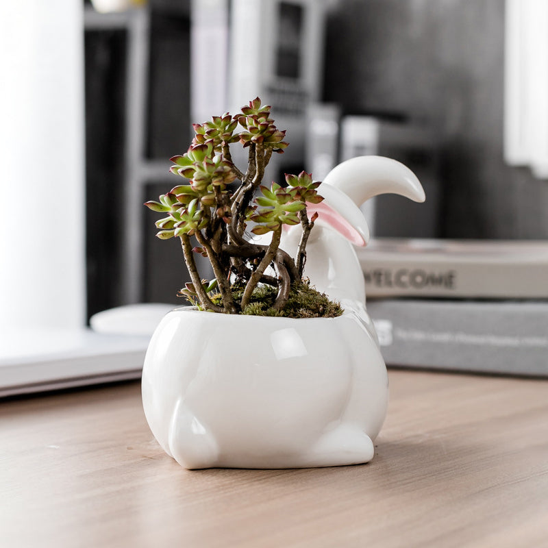 Cute Mini Rabbit Plant Pot Creative Animal Planter Home Decor