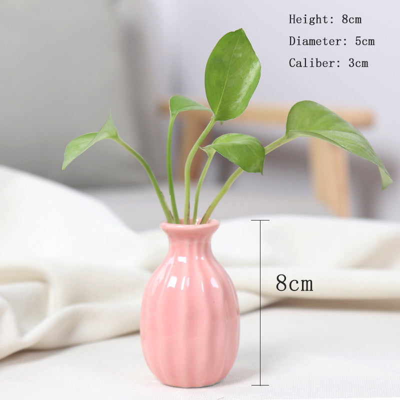 Pink Vertical Striped Flower Vase Home Living Room Decor