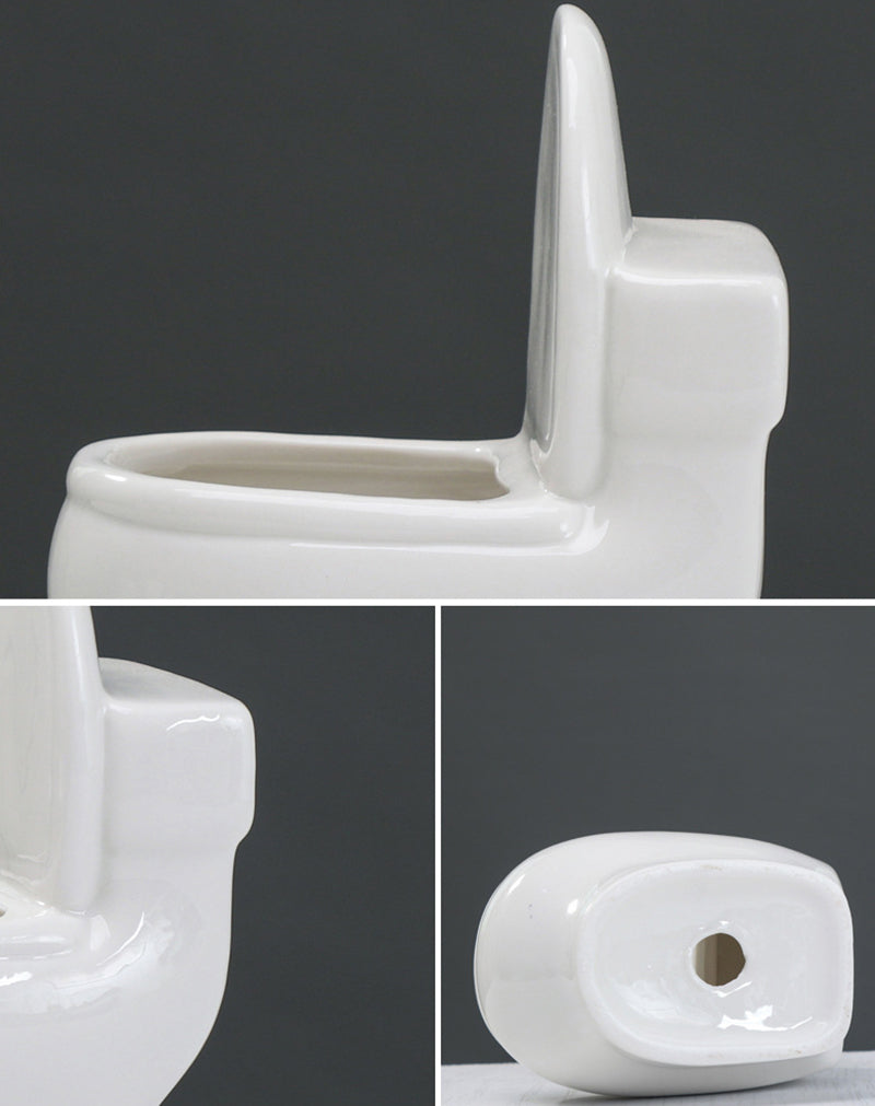 Lovely White Mini Toilet Plant Pot Creative Succulent Planter Home Decor