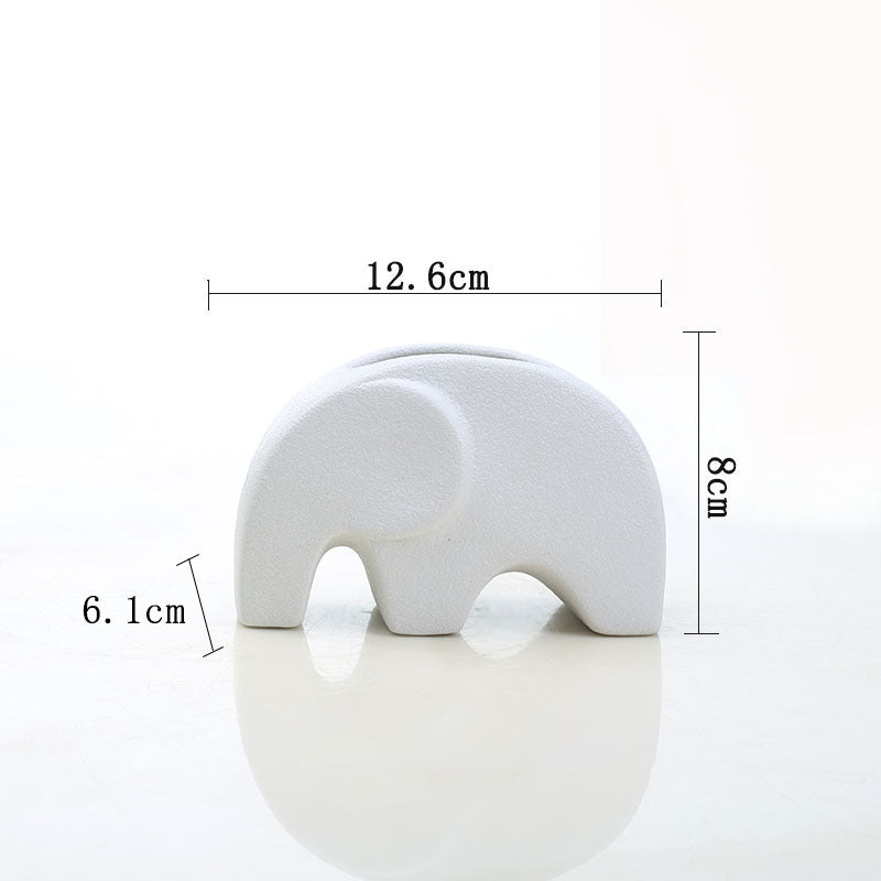 White Snowflake Glaze Elephant Plant Pot Creative Indoor Planter