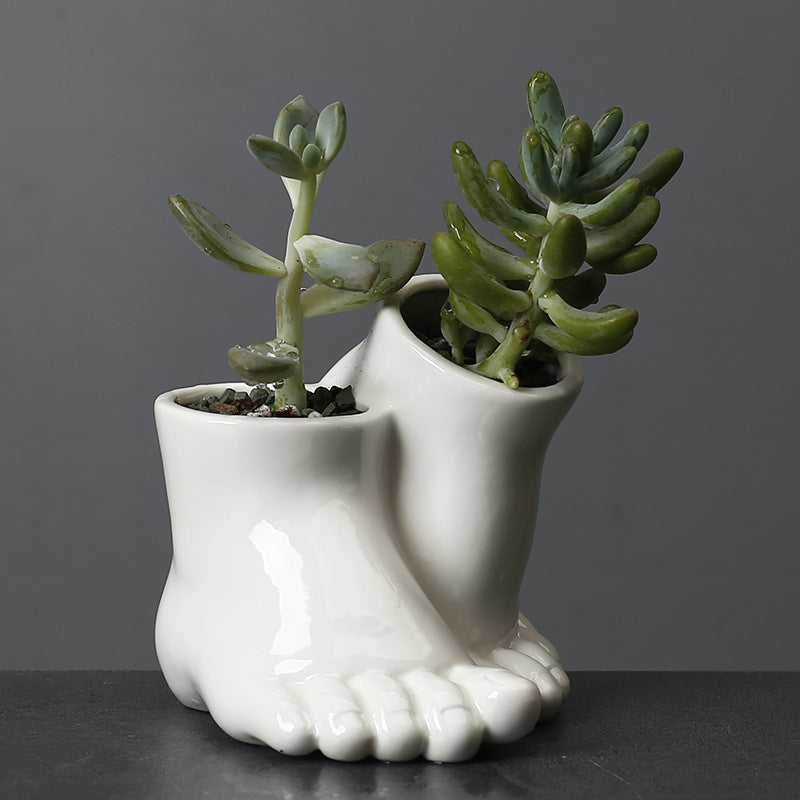 White Feet Plant Pots Creative Indoor Planters Modern Decorative Flowerpots