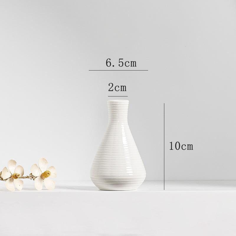 White Triangle Round Ceramic Vase Living Room, Office, Bedroom Decor