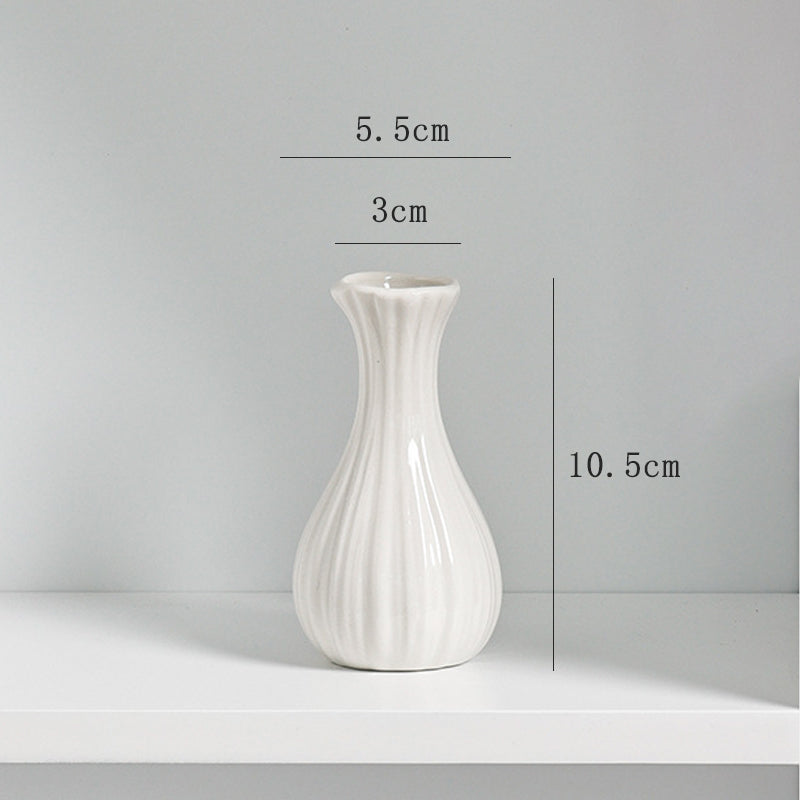 White Mini Ceramic Vase Home Decor Flower Arrangement