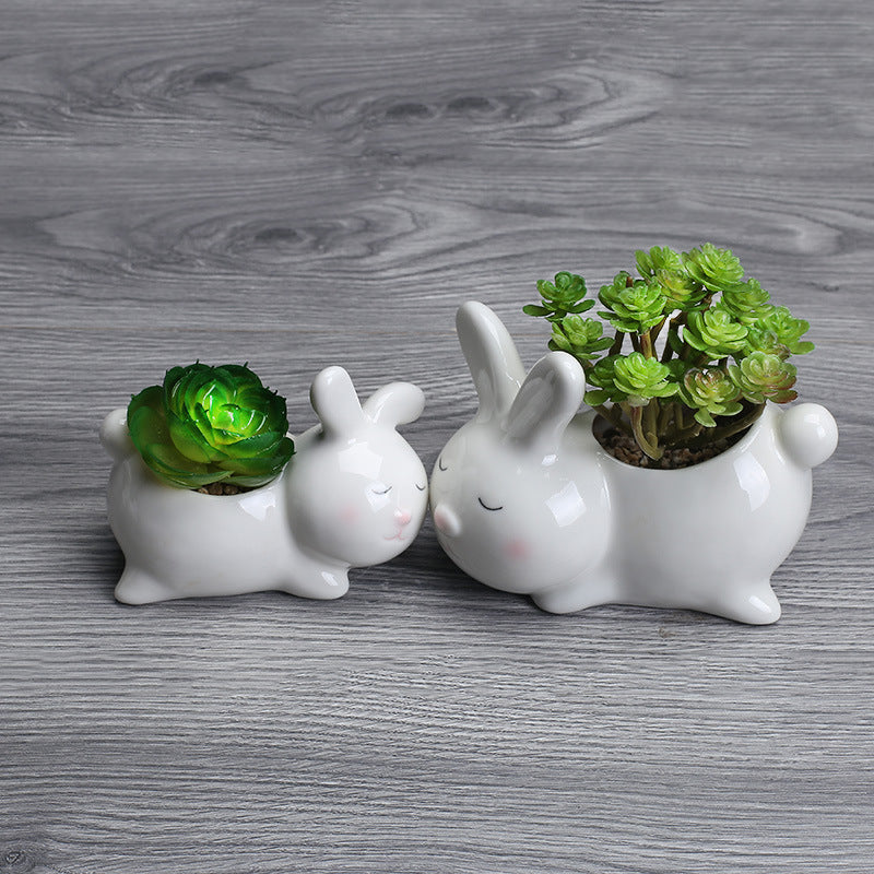 Super Cute Rabbit Plant Pot Indoor Succulent Planter Animal Decor