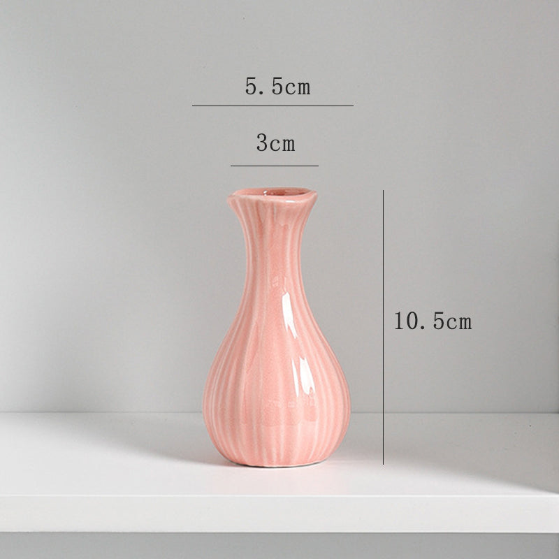 Pink Mini Ceramic Vase Home Decor Flower Arrangement