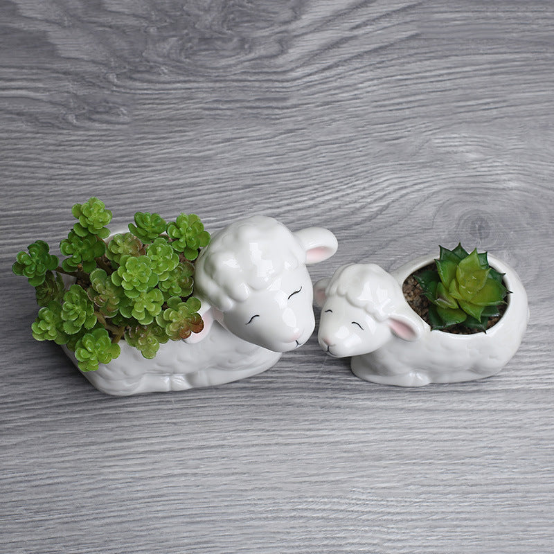 Mini Sheep Plant Pot Lovely Indoor Succulent Planter Home Decor Gifts