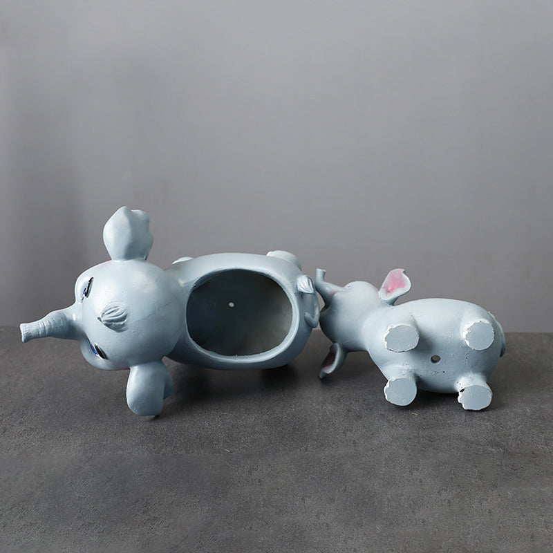 Grey Baby Elephant Resin Plant Pots Lovely  Succulent Plantetrs Home Decor