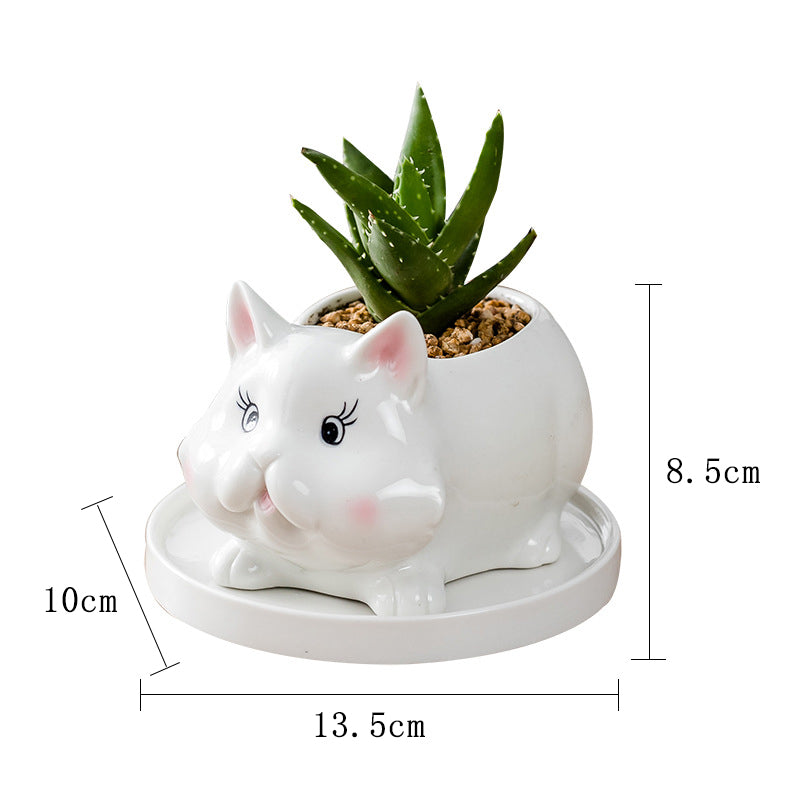 Super Cute Kitten Plant Pot Mini Animal Planter Home Decor Without Tray