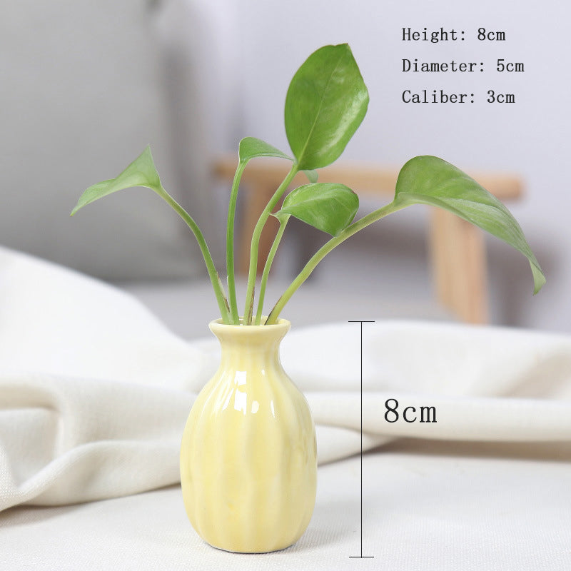 Yellow Vertical Striped Flower Vase Home Living Room Decor