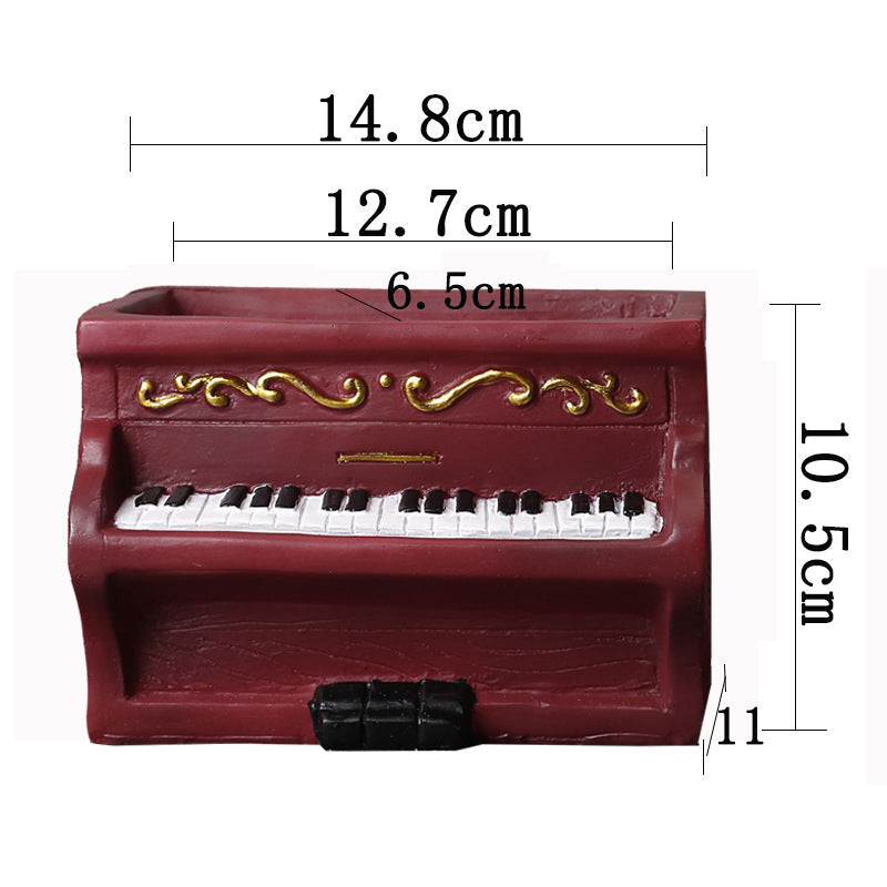 Dark Red Rectangular Piano Resin Plant Pots Creative Indoor Planters Home Decor