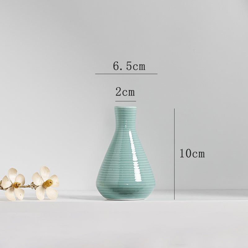 Blue Triangle Round Ceramic Vase Living Room, Office, Bedroom Decor