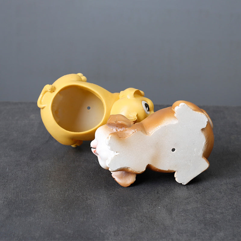 Resin Yellow Puppy Plant Pots Creative Mini Animal Planters Indoor Flowerpots