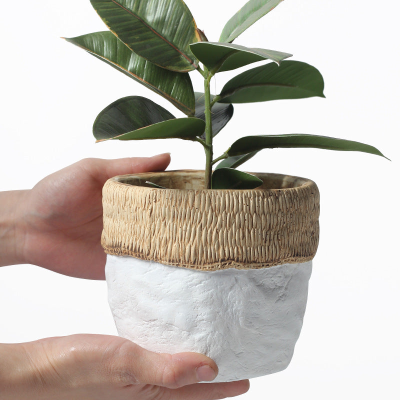 White Creative Cement Plant Pots Indoor Flowerpots Planters