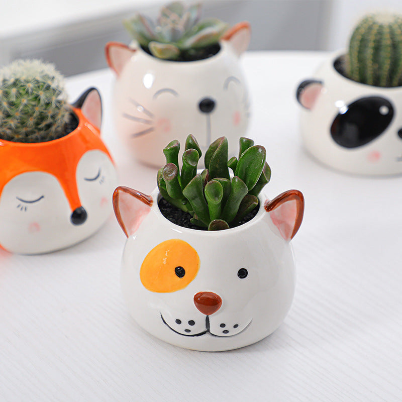 Lovely Panda Glazed Plant Pot Creative Indoor Planter Cactus Aloe Home Decor Gifts