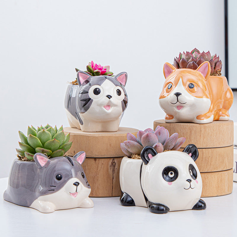 Lovely Groundhog Plant Pot Indoor Animal Planter Mini Decorative Flowerpot