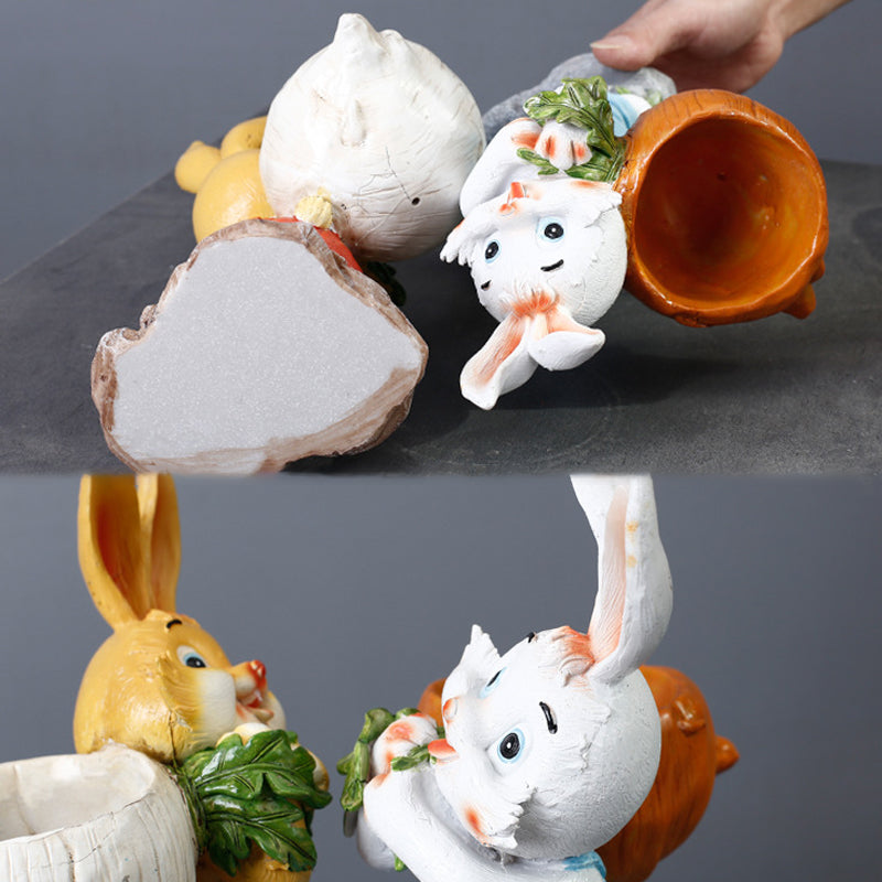 White Rabbit Back Radish Resin Plant Pots Lovely Creative Planters