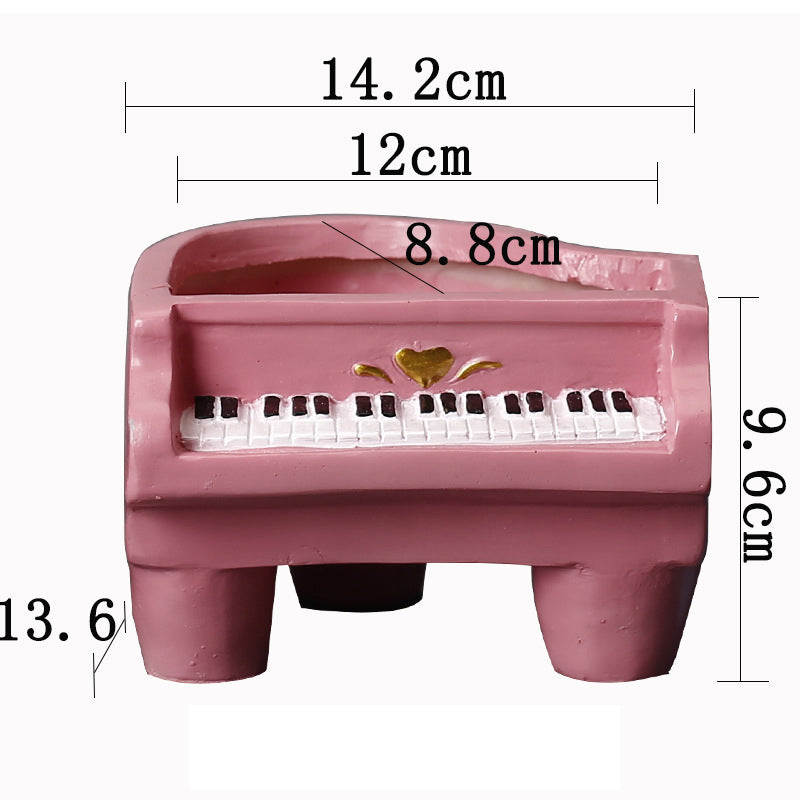 Pink Grand Piano Resin Plant Pots Creative Indoor Planters Home Decor