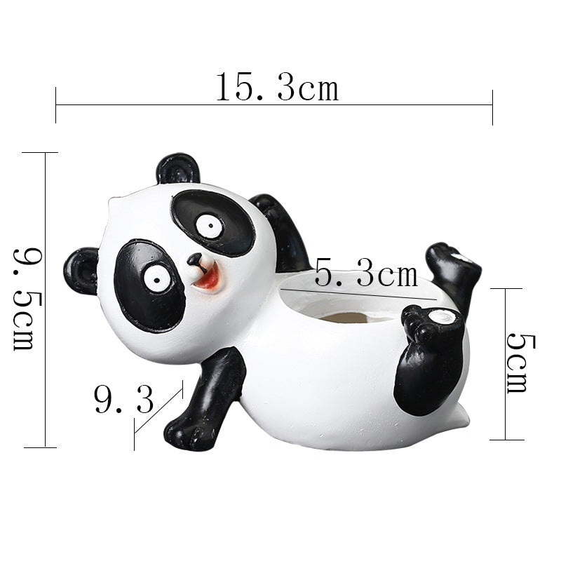 Resin White Panda Plant Pots Lovely Creative Indoor Planters Home Decor