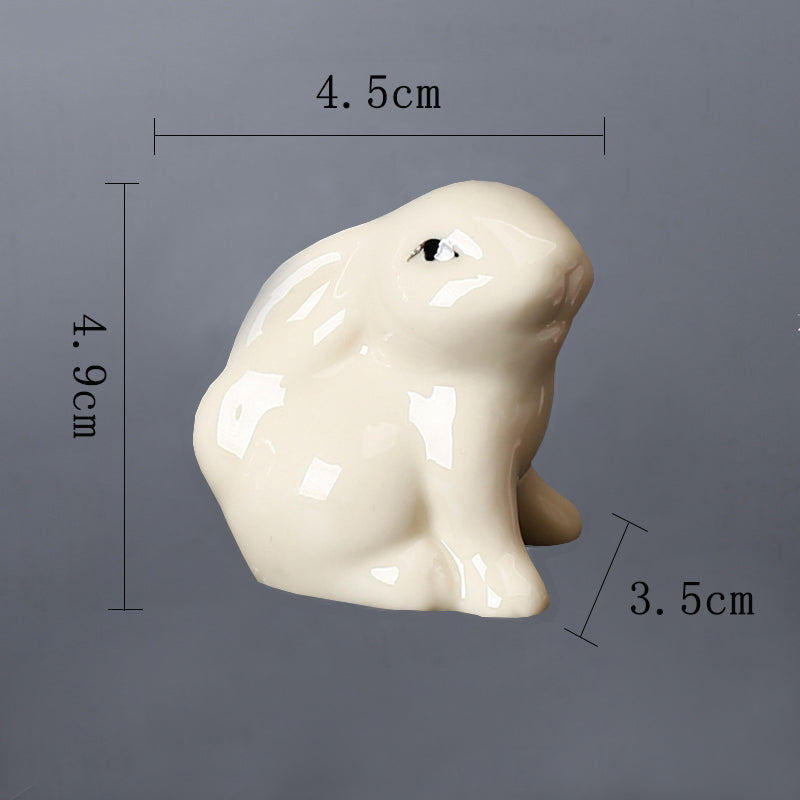 Yellow Ceramic Rabbit Ornament Lovely Animal Creative Ornament Home Decor