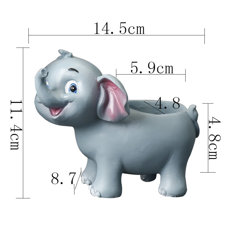 Grey Baby Elephant Resin Plant Pots Lovely  Succulent Plantetrs Home Decor