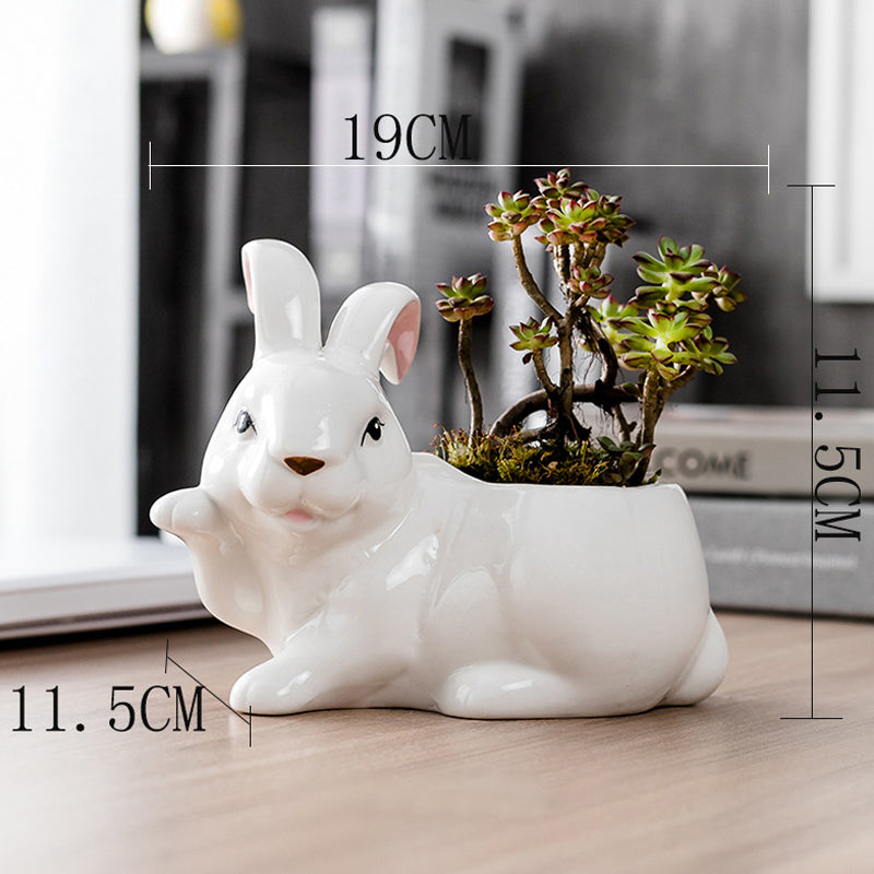 Cute Rabbit Plant Pot Creative Animal Planter Home Decor