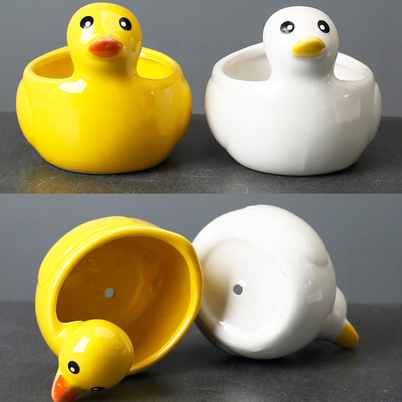 Lovely Yellow Duck Plant Pot Creative Indoor Succulent Planter Animal Decor Gifts