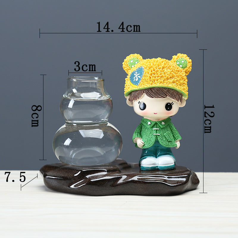 Male Doll Hydroponic Pot Creative Plant Terrarium Plant Lover Gifts